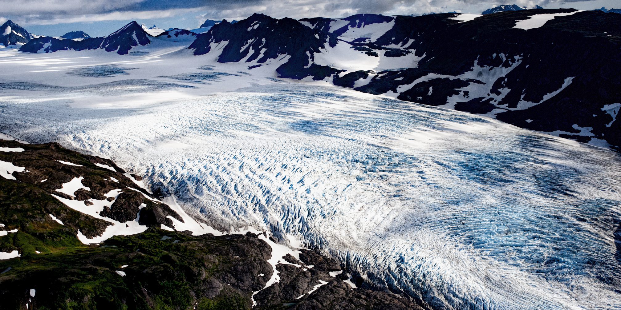 aerial glacier pano